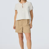 Double Tie Front Top - White (Pre Order)