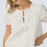Double Tie Front Top - White (Pre Order)
