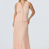 Sleeveless Buttoned Knit Top - Peach Marl