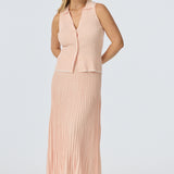 Sleeveless Buttoned Knit Top - Peach Marl