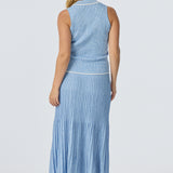 Sleeveless Buttoned Knit Top - Azure Blue Marl (Pre Order)