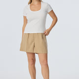 Scoop Neck Short Sleeve Top - White