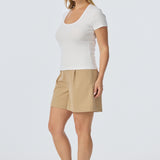 Scoop Neck Short Sleeve Top - White