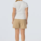 Scoop Neck Short Sleeve Top - White