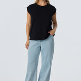 Cap Sleeve Jersey Tank - Black