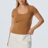 Scoop Neck Short Sleeve Top - Copper
