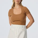 Scoop Neck Short Sleeve Top - Copper