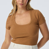 Scoop Neck Short Sleeve Top - Copper