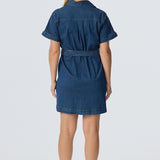 Pocket Shirt Mini Dress - Blue