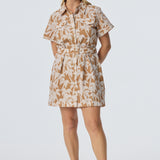 Pocket Shirt Mini Dress - Copper Palms
