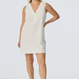 Placket Mini Dress - White/Black Spot (Pre Order)