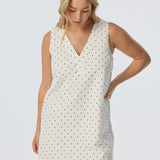 Placket Mini Dress - White/Black Spot (Pre Order)