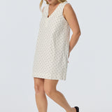 Placket Mini Dress - White/Black Spot (Pre Order)