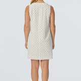 Placket Mini Dress - White/Black Spot (Pre Order)