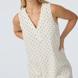 Placket Mini Dress - White/Black Spot (Pre Order)