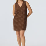 Placket Mini Dress - Walnut/White Spot (Pre Order)