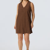 Placket Mini Dress - Walnut/White Spot (Pre Order)