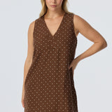 Placket Mini Dress - Walnut/White Spot (Pre Order)