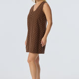 Placket Mini Dress - Walnut/White Spot (Pre Order)