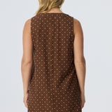 Placket Mini Dress - Walnut/White Spot (Pre Order)