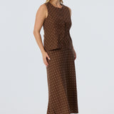 Slip Midi Skirt - Walnut/White Spot (Pre Order)