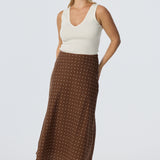 Slip Midi Skirt - Walnut/White Spot (Pre Order)