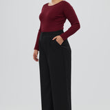 Boat Neck Knit Top - Mulberry