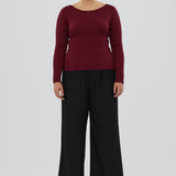 Boat Neck Knit Top - Mulberry