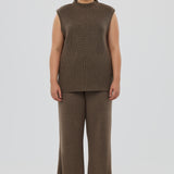 Funnel Neck Knit Vest - Taupe Marl