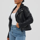 Vegan Leather Jacket - Black