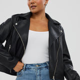 Vegan Leather Jacket - Black