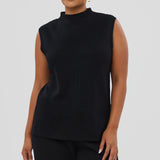 Funnel Neck Knit Vest - Black