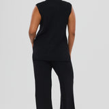 Funnel Neck Knit Vest - Black