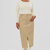 Vegan Leather Skirt - Camel