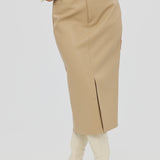 Vegan Leather Skirt - Camel