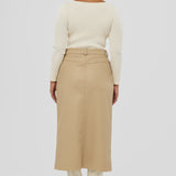 Vegan Leather Skirt - Camel