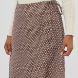 Wrap Midi Skirt - Espresso Geo Wave