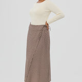 Wrap Midi Skirt - Espresso Geo Wave