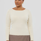 Boat Neck Knit Top - Ecru