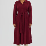 Pintuck Midi Dress - Mulberry