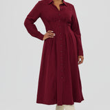 Pintuck Midi Dress - Mulberry