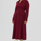 Pintuck Midi Dress - Mulberry