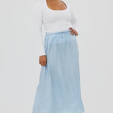 Drawstring Slip Skirt - Sky Blue