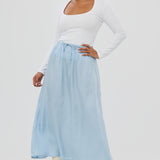 Drawstring Slip Skirt - Sky Blue