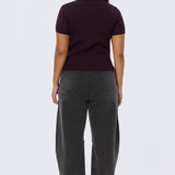 Cable Knit Zip Top - Aubergine