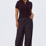 Detachable Belt Tailored Pants - Aubergine