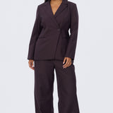 Detachable Belt Tailored Pants - Aubergine