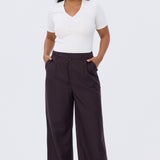 Detachable Belt Tailored Pants - Aubergine