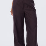 Detachable Belt Tailored Pants - Aubergine