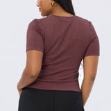 Gathered V Neck Top - Fig